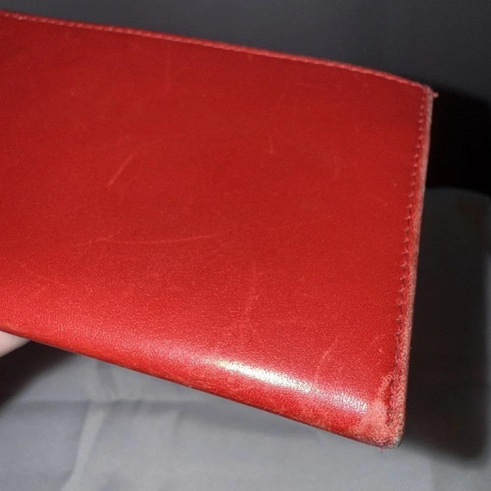 Coach Vintage Red Leather Bifold Credit Card Case Holder Wallet Made In Spain